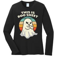 This Is Boo Sheet Ghost Retro Halloween Costume Ladies Long Sleeve Shirt