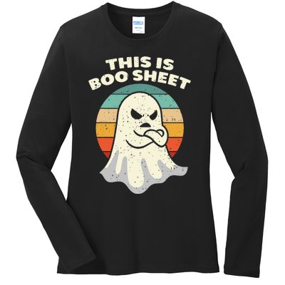 This Is Boo Sheet Ghost Retro Halloween Costume Ladies Long Sleeve Shirt