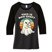 This Is Boo Sheet Ghost Retro Halloween Costume Women's Tri-Blend 3/4-Sleeve Raglan Shirt