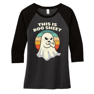 This Is Boo Sheet Ghost Retro Halloween Costume Women's Tri-Blend 3/4-Sleeve Raglan Shirt