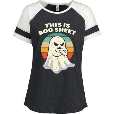 This Is Boo Sheet Ghost Retro Halloween Costume Enza Ladies Jersey Colorblock Tee