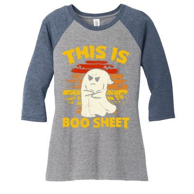 This Is Boo Sheet Cool Funny Halloween Design For Women's Tri-Blend 3/4-Sleeve Raglan Shirt