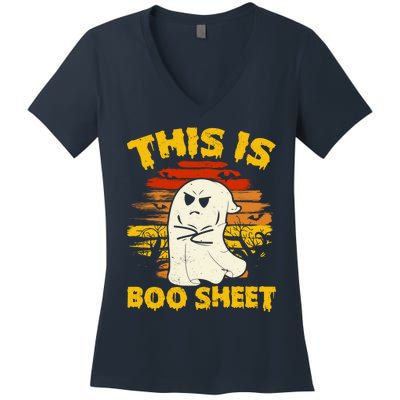 This Is Boo Sheet Cool Funny Halloween Design For Women's V-Neck T-Shirt