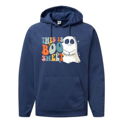 This Is BooSheet Halloween Ghost Costume Retro Groovy Gift Performance Fleece Hoodie