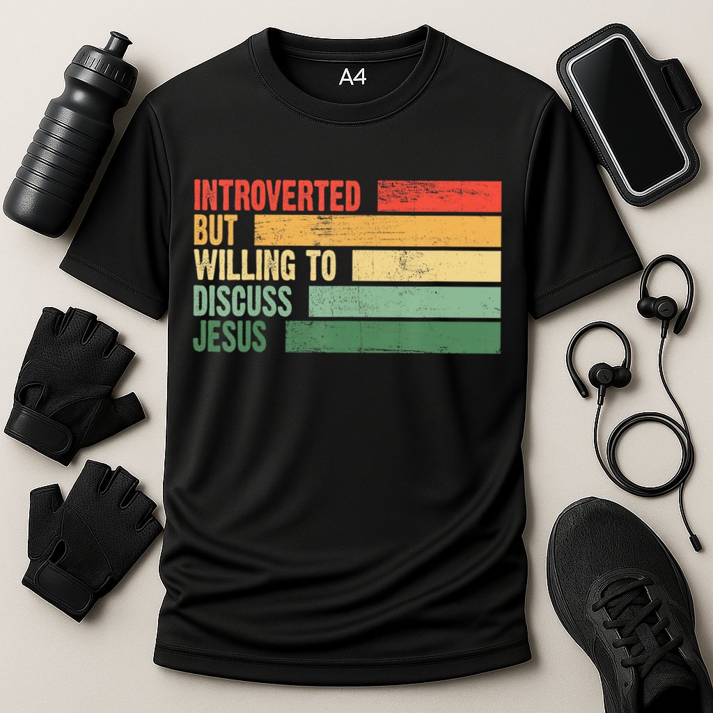 Trendy Introverted But Willing To Discuss Jesus Cooling Performance Crew T-Shirt