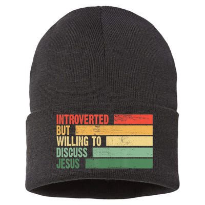 Trendy Introverted But Willing To Discuss Jesus Sustainable Knit Beanie