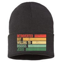 Trendy Introverted But Willing To Discuss Jesus Sustainable Knit Beanie