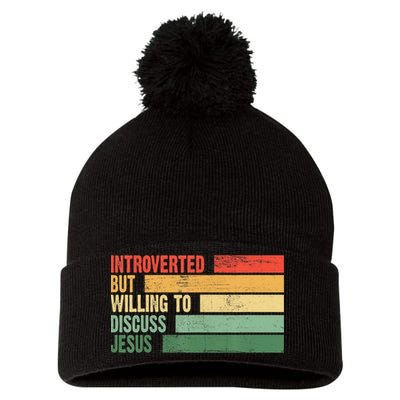 Trendy Introverted But Willing To Discuss Jesus Pom Pom 12in Knit Beanie