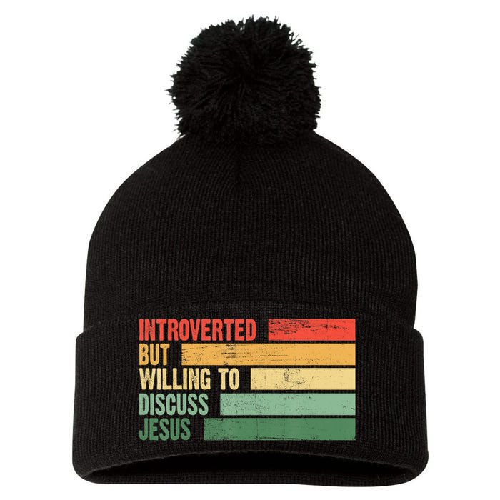 Trendy Introverted But Willing To Discuss Jesus Pom Pom 12in Knit Beanie