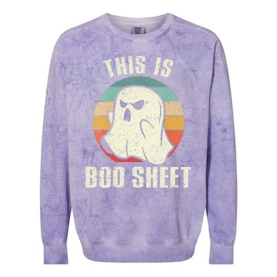 This Is Boo Sheet Funny Halloween Ghost Bedsheet Pun Colorblast Crewneck Sweatshirt