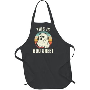 This Is Boo Sheet Funny Halloween Ghost Bedsheet Pun Full-Length Apron With Pockets