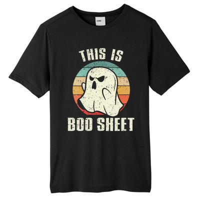 This Is Boo Sheet Funny Halloween Ghost Bedsheet Pun Tall Fusion ChromaSoft Performance T-Shirt