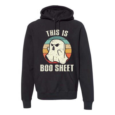 This Is Boo Sheet Funny Halloween Ghost Bedsheet Pun Premium Hoodie