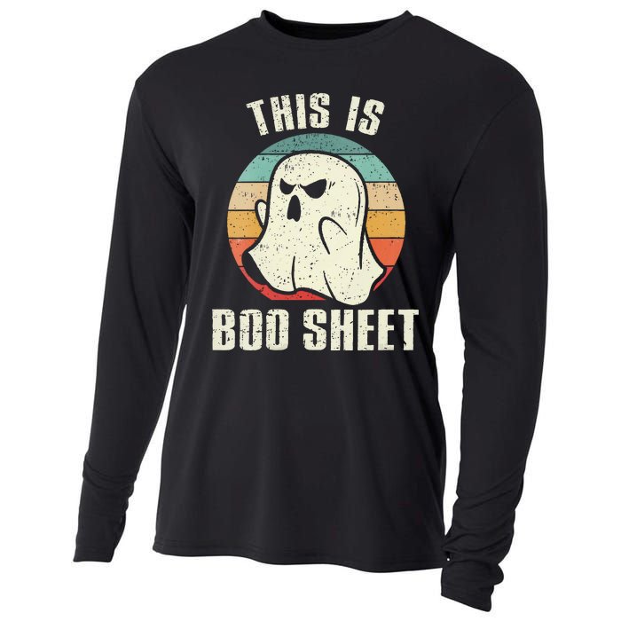 This Is Boo Sheet Funny Halloween Ghost Bedsheet Pun Cooling Performance Long Sleeve Crew