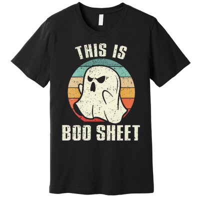 This Is Boo Sheet Funny Halloween Ghost Bedsheet Pun Premium T-Shirt