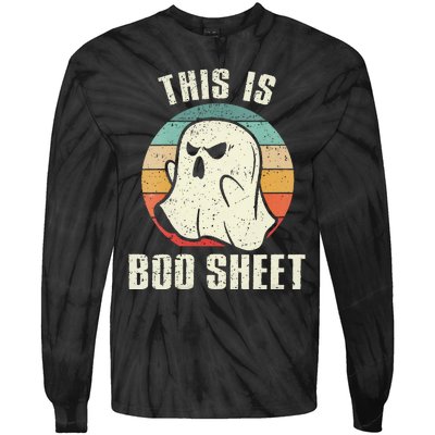 This Is Boo Sheet Funny Halloween Ghost Bedsheet Pun Tie-Dye Long Sleeve Shirt