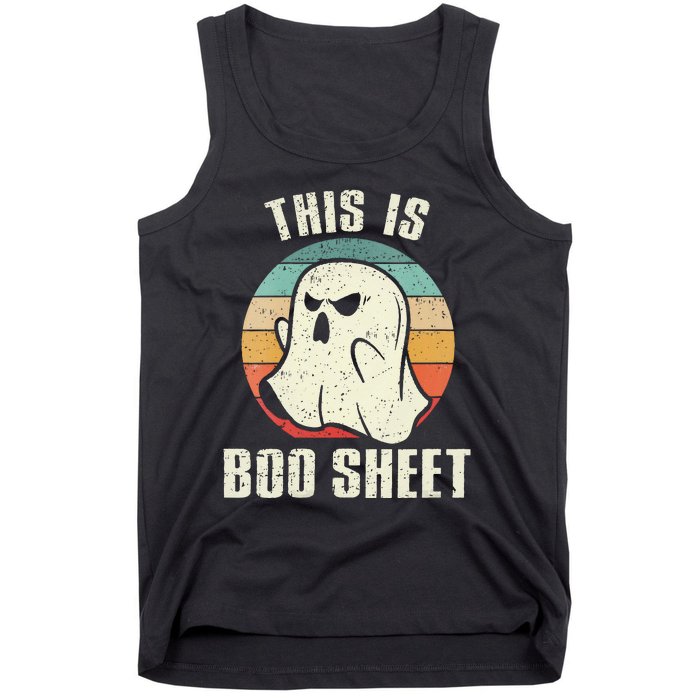 This Is Boo Sheet Funny Halloween Ghost Bedsheet Pun Tank Top