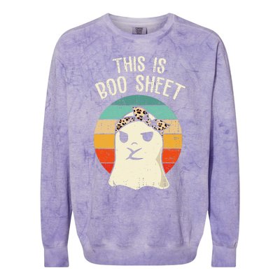 This Is Boo Sheet Ghost Retro Ghost Halloween Leopard Women Colorblast Crewneck Sweatshirt