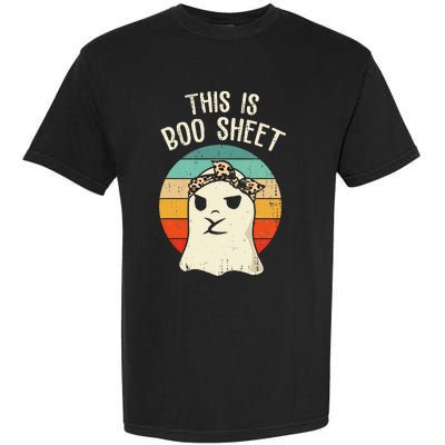 This Is Boo Sheet Ghost Retro Ghost Halloween Leopard Women Garment-Dyed Heavyweight T-Shirt