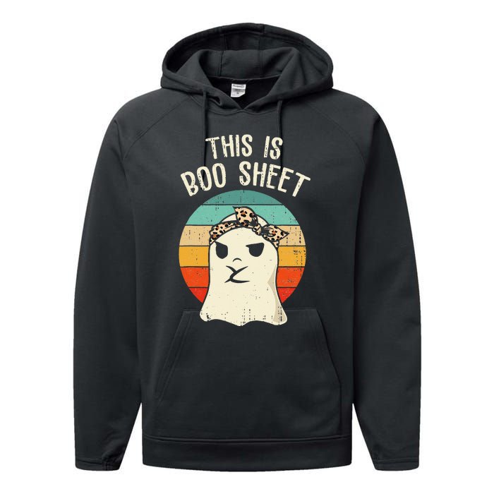 This Is Boo Sheet Ghost Retro Ghost Halloween Leopard Women Performance Fleece Hoodie