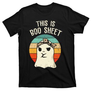 This Is Boo Sheet Ghost Retro Ghost Halloween Leopard Women T-Shirt