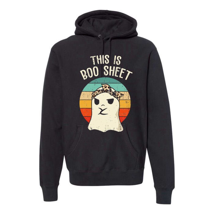 This Is Boo Sheet Ghost Retro Ghost Halloween Leopard Women Premium Hoodie