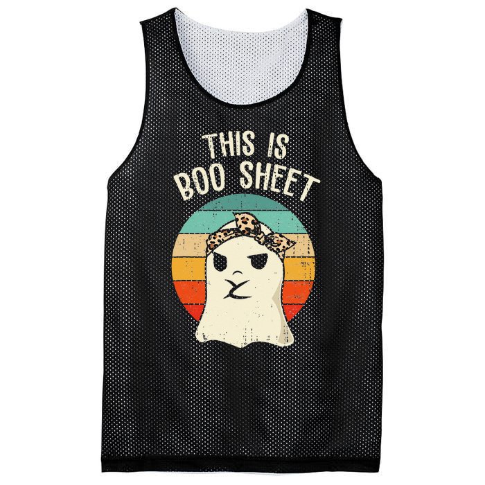 This Is Boo Sheet Ghost Retro Ghost Halloween Leopard Women Mesh Reversible Basketball Jersey Tank