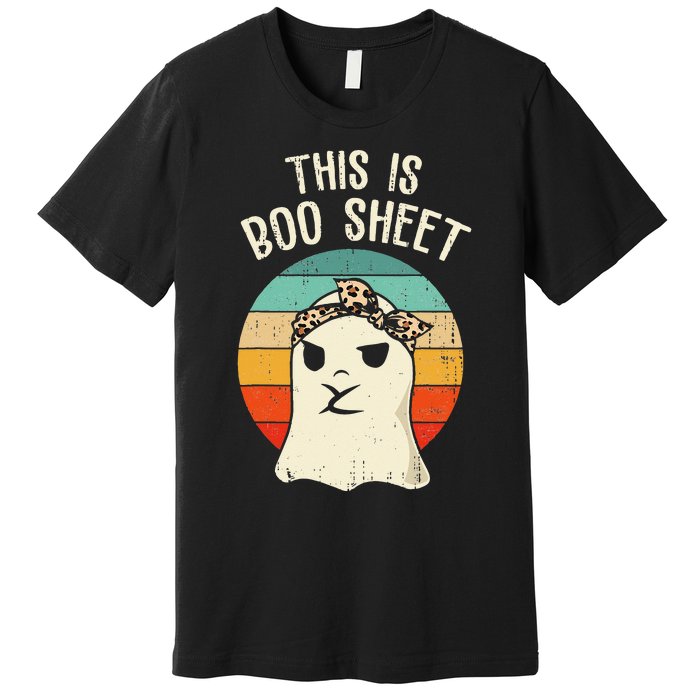 This Is Boo Sheet Ghost Retro Ghost Halloween Leopard Women Premium T-Shirt