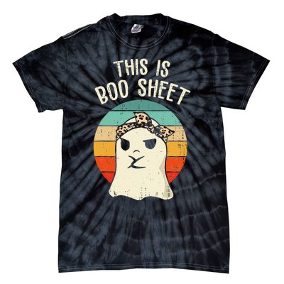 This Is Boo Sheet Ghost Retro Ghost Halloween Leopard Women Tie-Dye T-Shirt