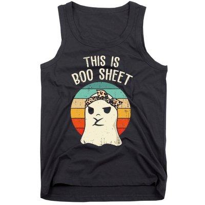 This Is Boo Sheet Ghost Retro Ghost Halloween Leopard Women Tank Top