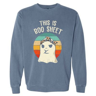 This Is Boo Sheet Ghost Retro Ghost Halloween Leopard Women Garment-Dyed Sweatshirt