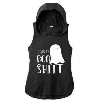 This Is Boo Sheet Ghost Retro Halloween Costume Ladies PosiCharge Tri-Blend Wicking Draft Hoodie Tank