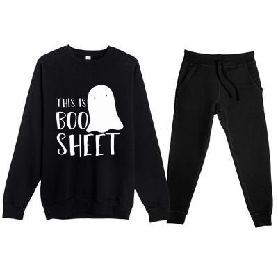 This Is Boo Sheet Ghost Retro Halloween Costume Premium Crewneck Sweatsuit Set