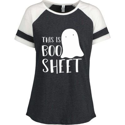 This Is Boo Sheet Ghost Retro Halloween Costume Enza Ladies Jersey Colorblock Tee