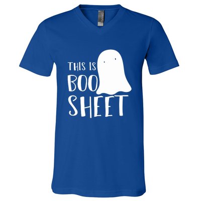 This Is Boo Sheet Ghost Retro Halloween Costume V-Neck T-Shirt