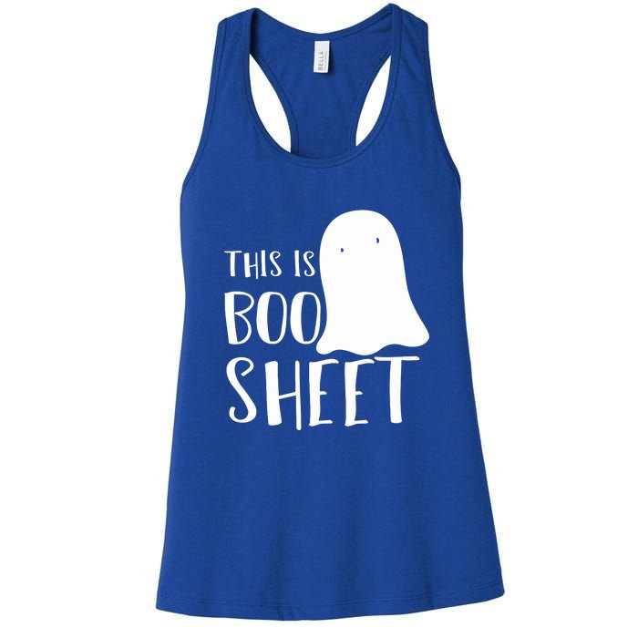 This Is Boo Sheet Ghost Retro Halloween Costume Women's Racerback Tank