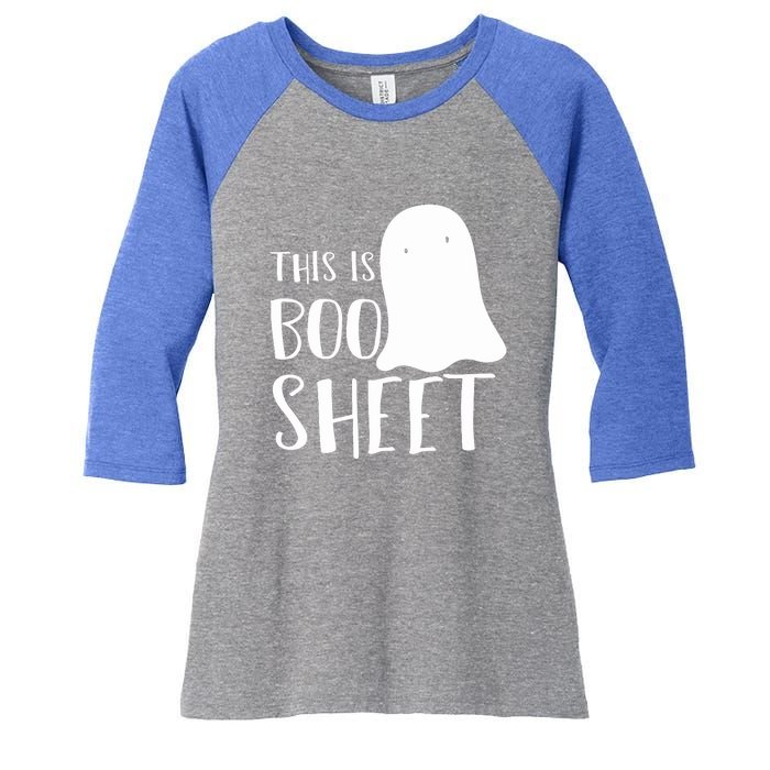 This Is Boo Sheet Ghost Retro Halloween Costume Women's Tri-Blend 3/4-Sleeve Raglan Shirt