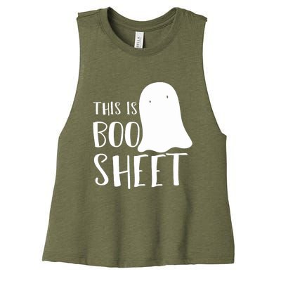 This Is Boo Sheet Ghost Retro Halloween Costume Women's Racerback Cropped Tank