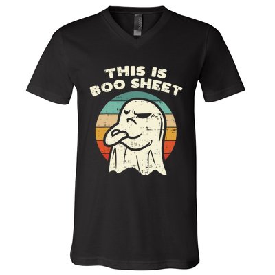 This Is Boo Sheet Ghost Retro Halloween Costume V-Neck T-Shirt