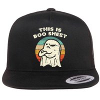 This Is Boo Sheet Ghost Retro Halloween Costume Flat Bill Trucker Hat