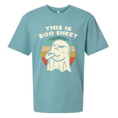 This Is Boo Sheet Ghost Retro Halloween Costume Sueded Cloud Jersey T-Shirt