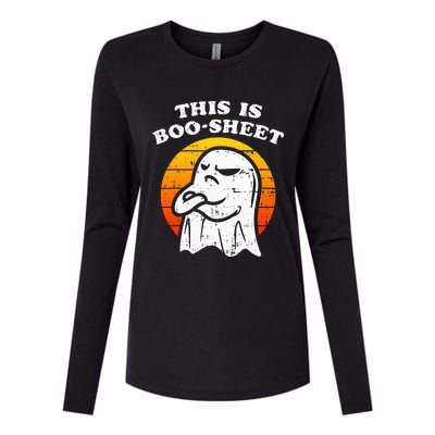 This Is Boosheet Halloween Ghost Costume Retro Groovy Womens Cotton Relaxed Long Sleeve T-Shirt