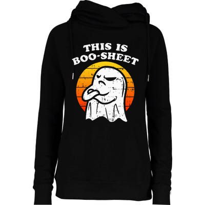 This Is Boosheet Halloween Ghost Costume Retro Groovy Womens Funnel Neck Pullover Hood