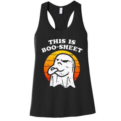 This Is Boosheet Halloween Ghost Costume Retro Groovy Women's Racerback Tank