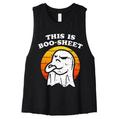 This Is Boosheet Halloween Ghost Costume Retro Groovy Women's Racerback Cropped Tank