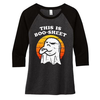 This Is Boosheet Halloween Ghost Costume Retro Groovy Women's Tri-Blend 3/4-Sleeve Raglan Shirt