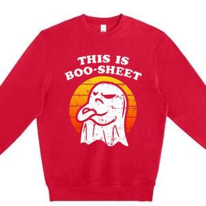 This Is Boosheet Halloween Ghost Costume Retro Groovy Premium Crewneck Sweatshirt