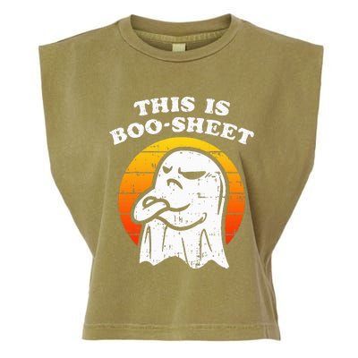 This Is Boosheet Halloween Ghost Costume Retro Groovy Garment-Dyed Women's Muscle Tee