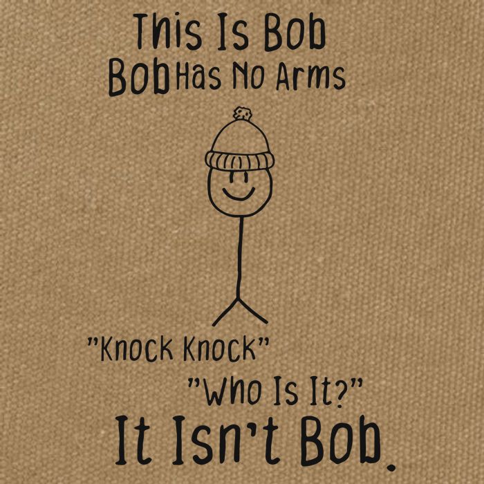This Is Bob No Arms Knock Knock Stickman Joke Funny Cotton Canvas Backpack