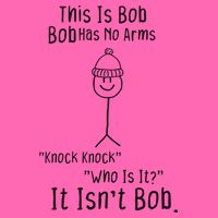 This Is Bob No Arms Knock Knock Stickman Joke Funny Stripe Pom Pom Beanie